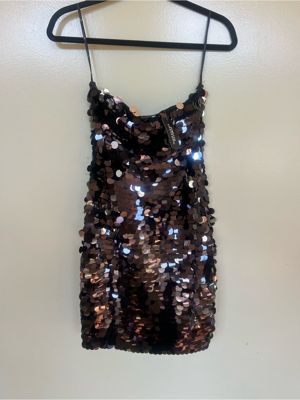 Forever 21 Rose black Sequin Cowl Slip Dress